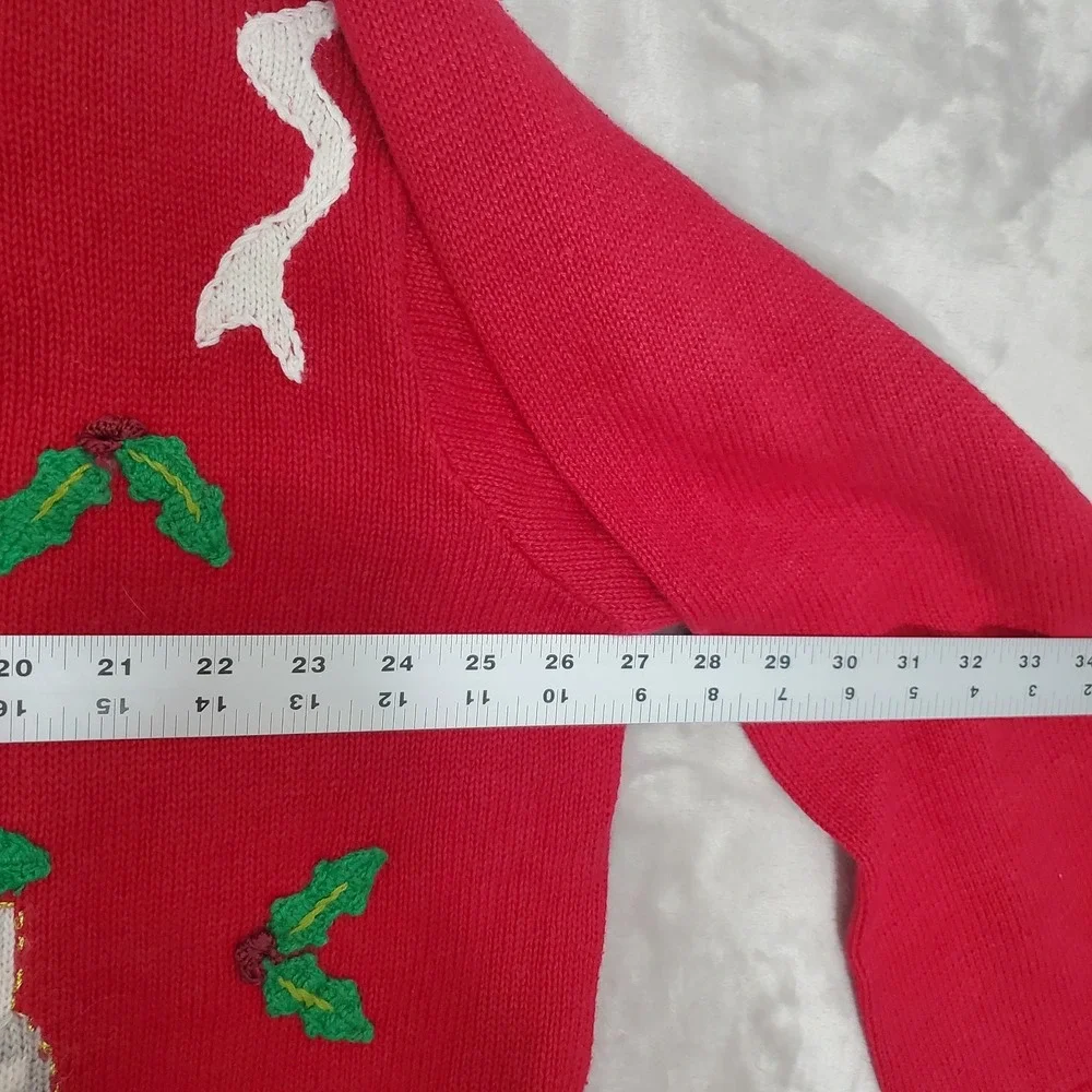 Storybook Knits Sweater Womens 2XL Red Christmas Siamese Cat Cardigan NWT - Picture 6 of 7